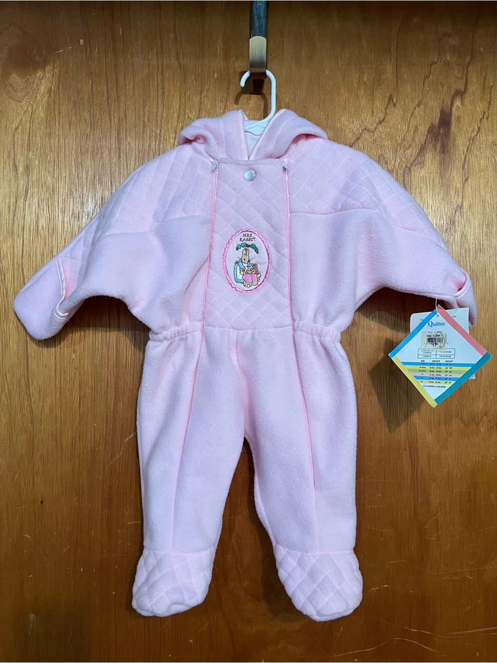 NWT Vtg Quiltext Outerwear Beatrix Potter Original fleece snowsuit 9m Mrs Rabbit